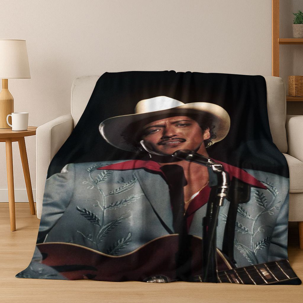 3D Bruno Mars Superstar Flanelldecke, kuschelweiche Überwurfdecke für Zuhause, Schlafzimmer, Bett, Sofa, Picknick, Büro, Geschenk für Kinder