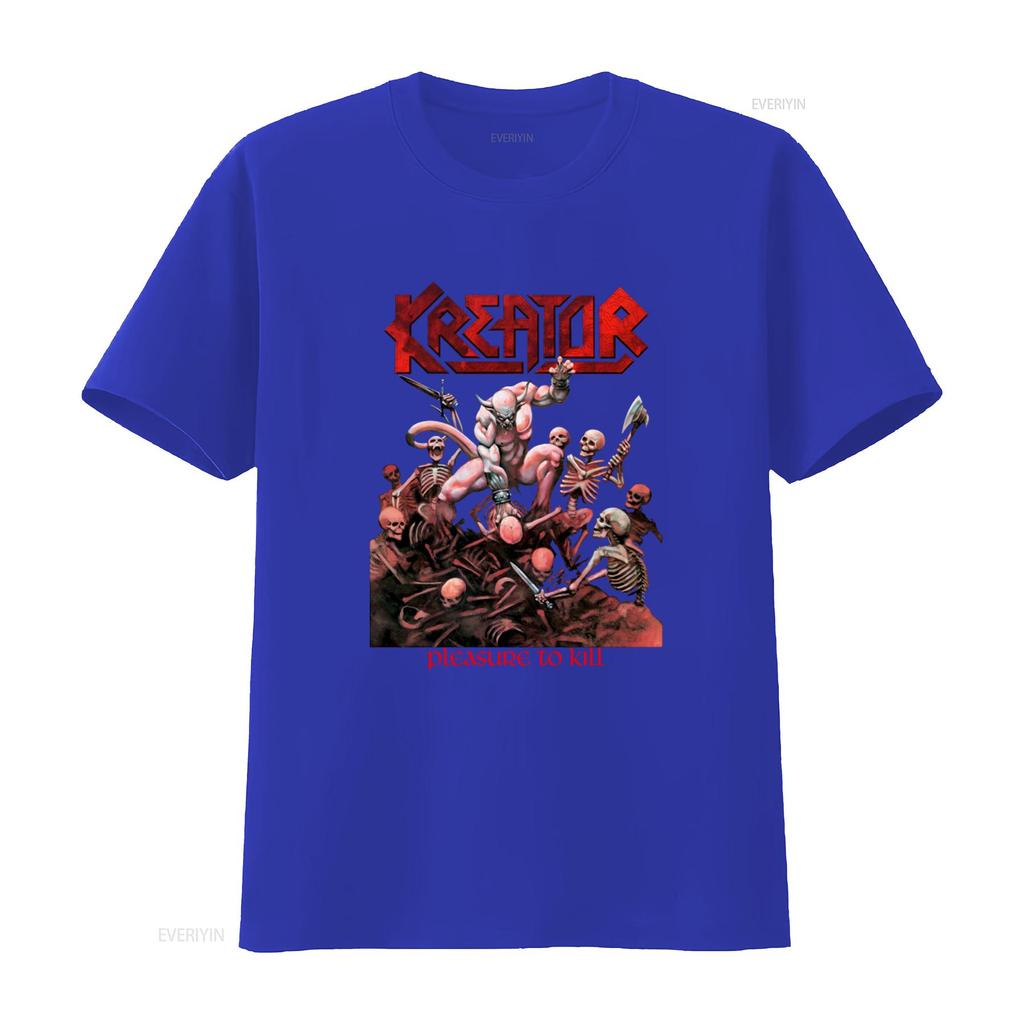 Kreator Pleasure To Kill Death Metal Print Short Long Sleeve Black T Shirt for Sizes 345Xl Vintage Washed Graphic