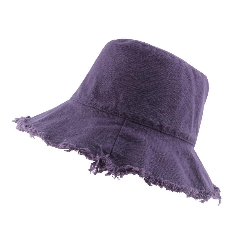 New  Logo Fringed Washed Cowboy Hat Ladies Cotton Flat Top Wide Brim Folding Outdoor Beach Hat