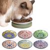 Vintage Böhmische Keramik Katzen Napf, Kätzchen Futter- und Wassernapf mit Anti-Rutsch-Boden, Schnurrhaar-freundliche breite flache Haustier Futterplatte für Trocken- und Nassfutter