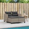 VidaXL Garden Sofa 2 Seater with Stools, Patio Seat, Outdoor Backyard Balcony Terrace Furniture, Light Grey 365796