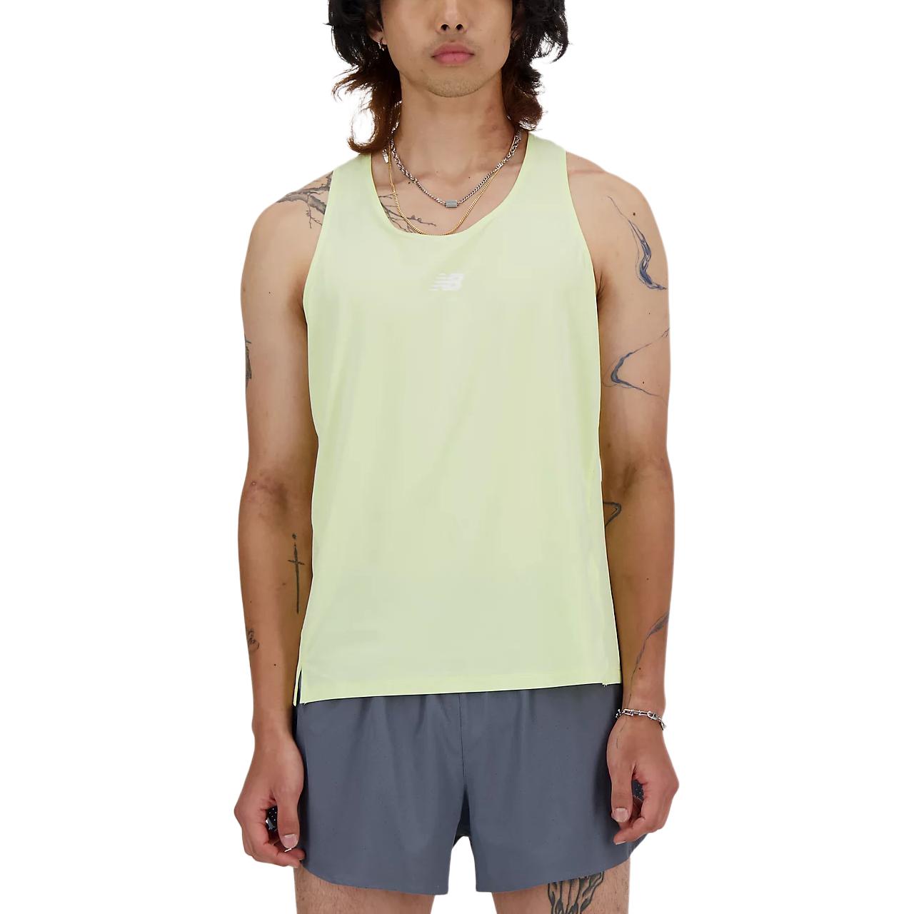 New Balance Athletics Racing SingletICEX Tank Top Men s Yellow MT41290-LLT L
