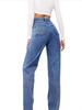 2025 Women's European & American Style Washed Denim Loose Straight-Leg Jeans for Autumn/Winter