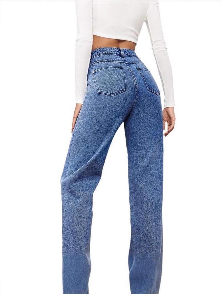 2025 Women's European & American Style Washed Denim Loose Straight-Leg Jeans for Autumn/Winter