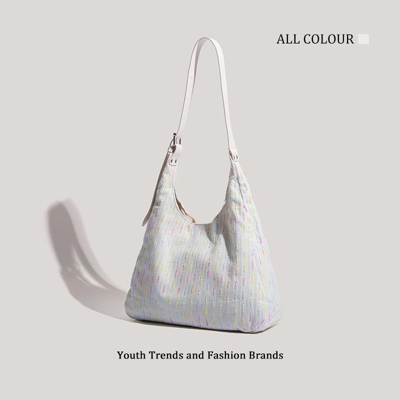 Neon Color Knitted Bag New Large Capacity Shoulder Tote Messenger Bag