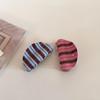 Korean Blue Stripe Acetate Claw Clip, Retro Style Updo Shark Clip for Girls