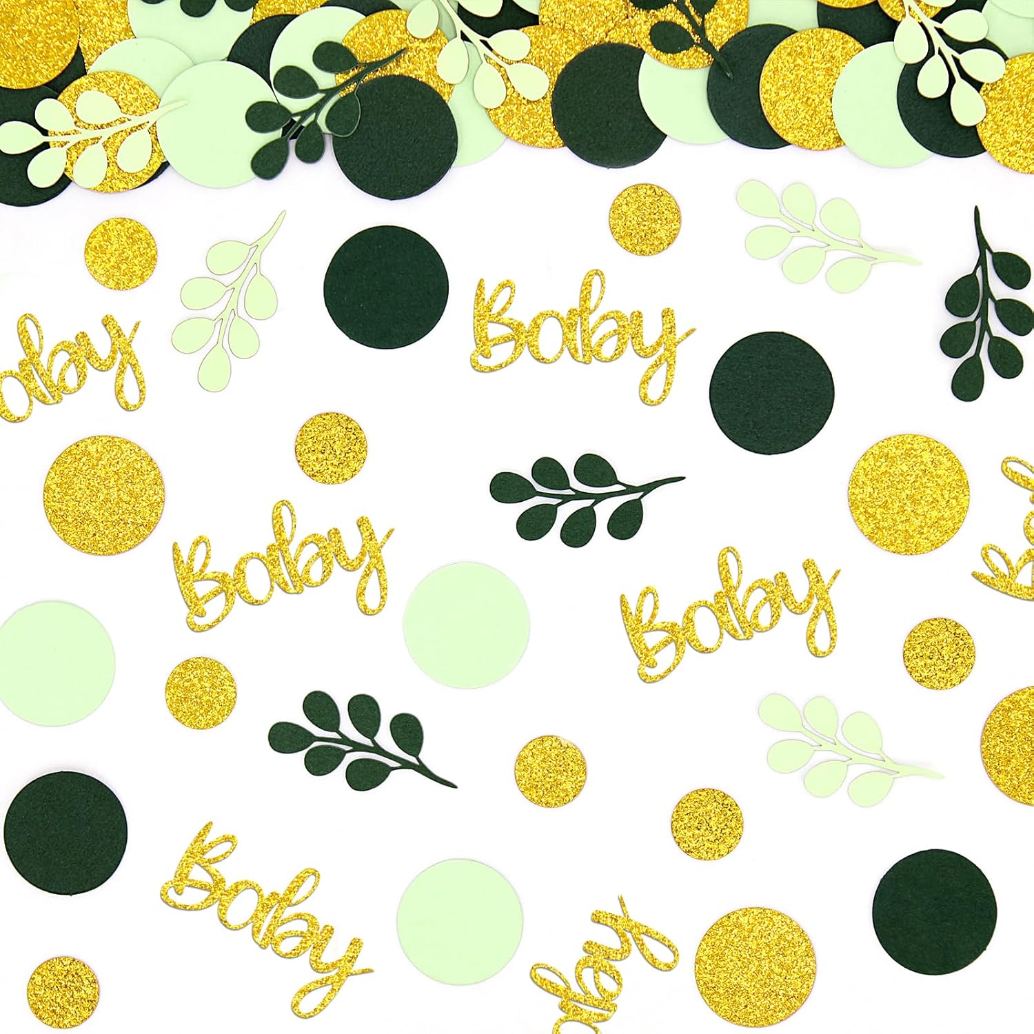 200PC Greenery Baby Shower Confetti Pink and Sage Green Baby Shower Decorations for Girl Eucalyptus Hearts Table Scatters for Its a Girl Party Decor Sage Green Dots Baby Conf