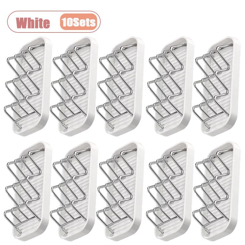 1-10Sets Multi Purpose Soap Holder with Drainage Bathroom Countertop Soap Dish Kitchen Sponge Scourer Storage Rack Tray