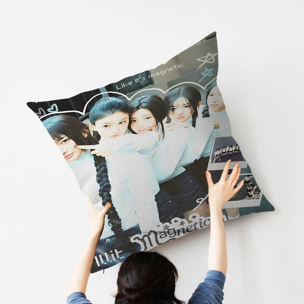 

Kpop I-ILLIT Singer Pillow Gift Home Office Decoration Bedroom Sofa Car Cushion Cover Case 45x45 30cmx30cm