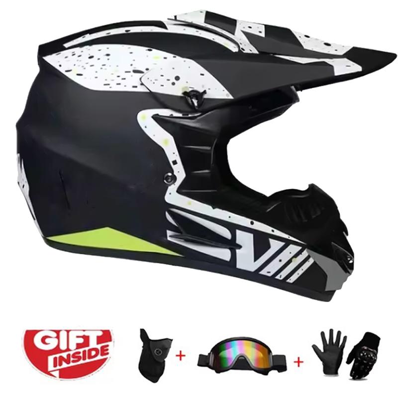 Full Face Motocross Helmet Kit Dot/Ece - For Adults & Youth - Comes With Mx Goggles & Gloves