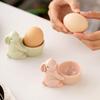 Ceramic Rabbits Shape Egg Cup Cute Bunny Shaped Egg Stand Holder Tabletop Ornaments Hard Boiled Egg Holder Container Egg Tools