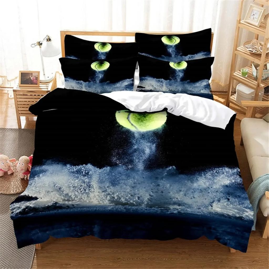 Tennis Ball Duvet Cover Set King/Queen Size,Sports Game Themed Bedding Set for Kids Boys Adult,Modern Bedroom Decor Quilt Cover