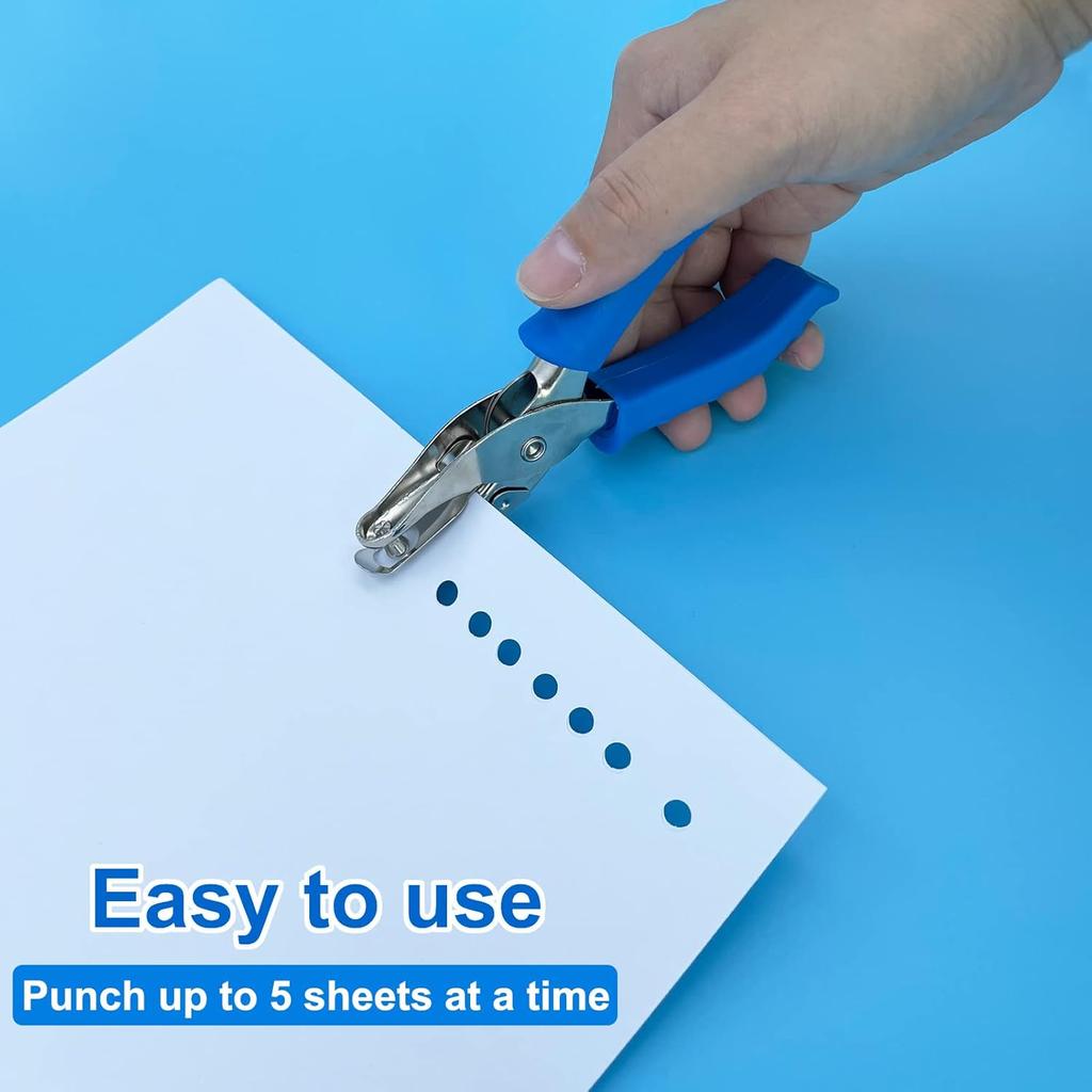 1PC Single Hole Punch 1/4” Paper Hole Puncher for Crafts, One Hole Puncher with Blue Soft Grip Handle, Handheld Circle Punch for Paper Crafts