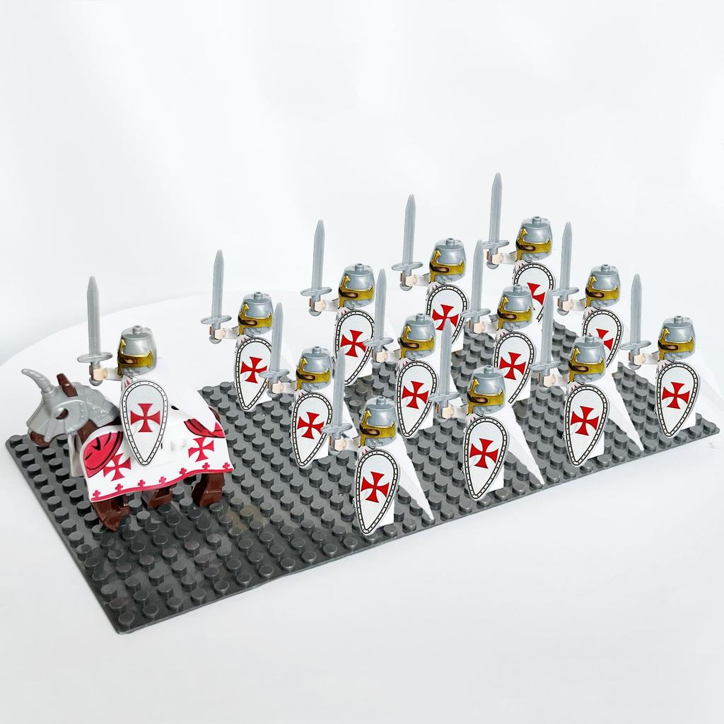 13pcs Teutonic Roman Templaer Knights Hospitaller Spartacus Army Solider Minifig Building Block Toys for Kids