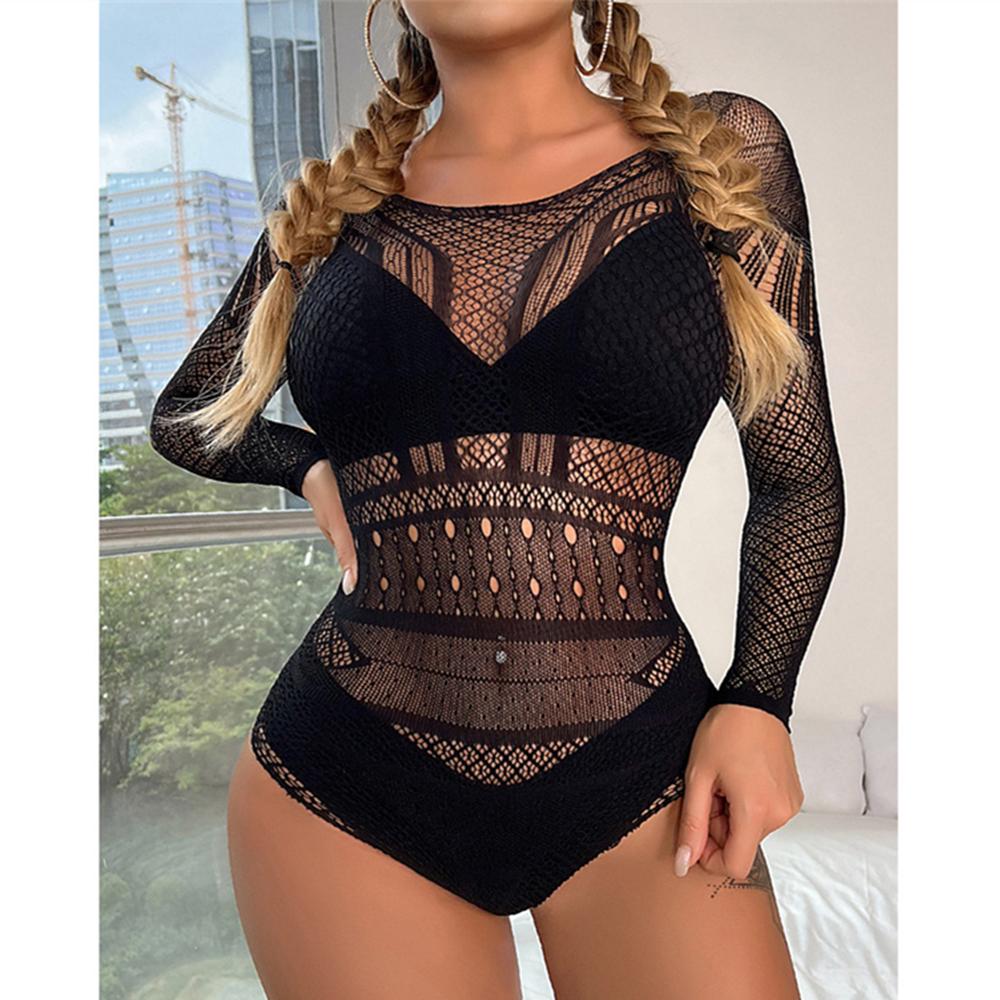 Bodysuits Costume Sexy Woman Sexy Mesh Underwear Erotic Sleepwear Hollow Out Bodysuit Perspective Hot Playsuits