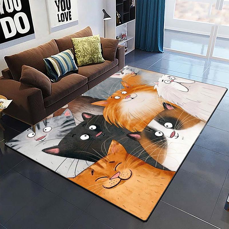 Cute Cat Carpet Yoga Living Room Children's Crawling Mat Picnic Mat Kawaii Rug Doormat Area Rug Games Area Washroom Floor Mat