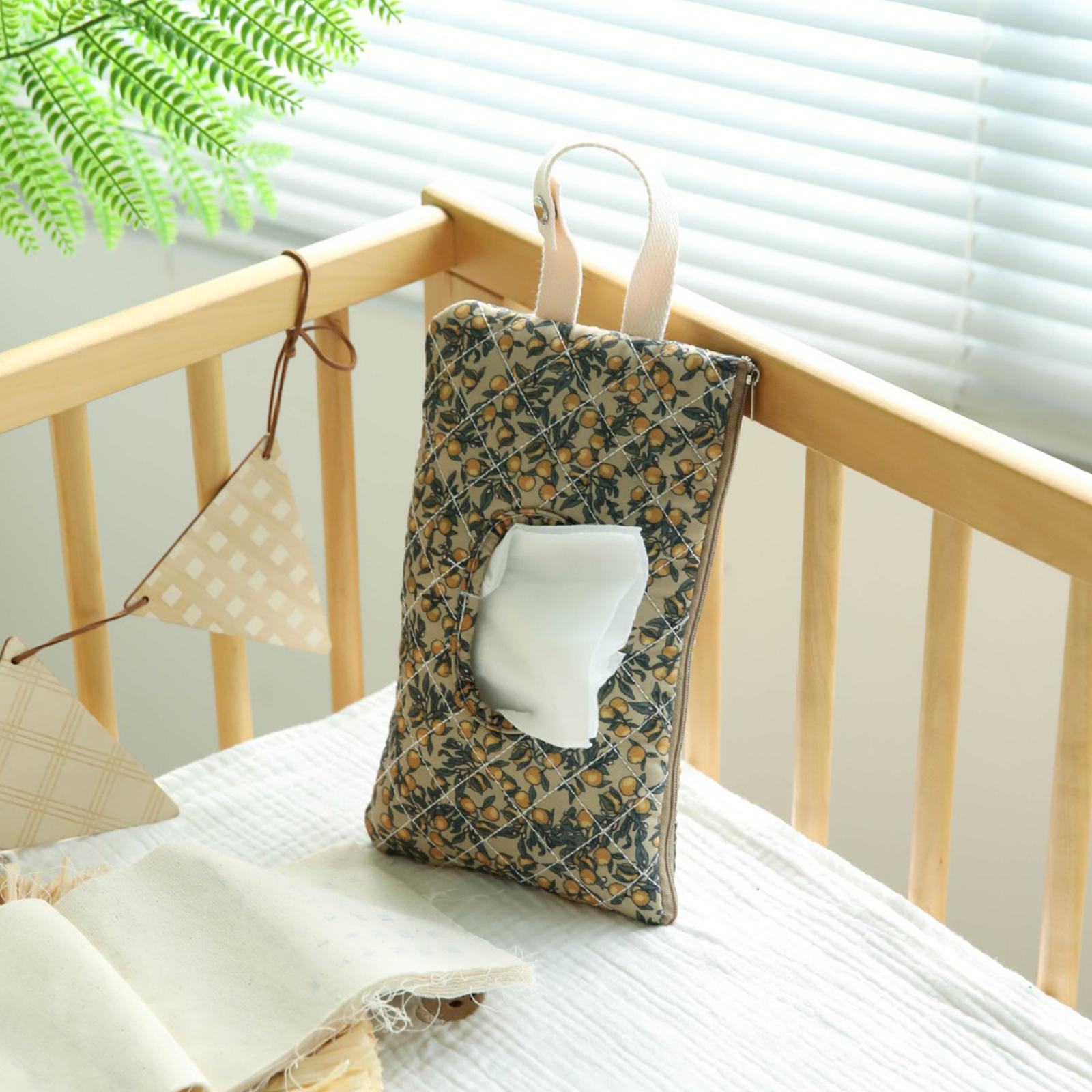 

Baby Wipes Dispenser Canvas Floral Quilted Baby Wipes Dispenser Reusable Wet Wipe Pouch Portable Hanging Wet Tissue Storage Bag
