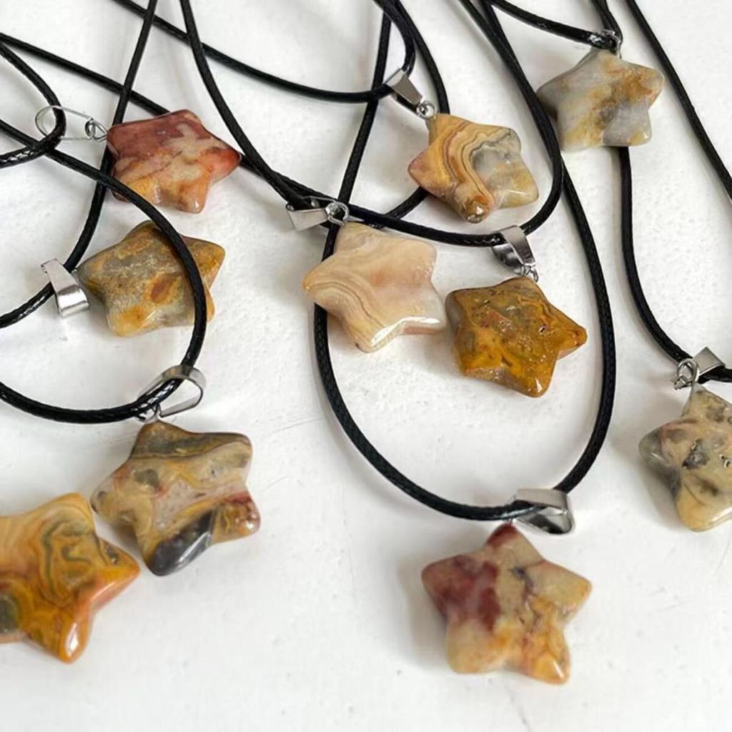 Trend Doğal Taş Altıgen Kristal Gül Kuvars Opal Yıldız Kolye Kolye Kadınlar için Florit Lapis Mermi Sarkaç Takı Hediye