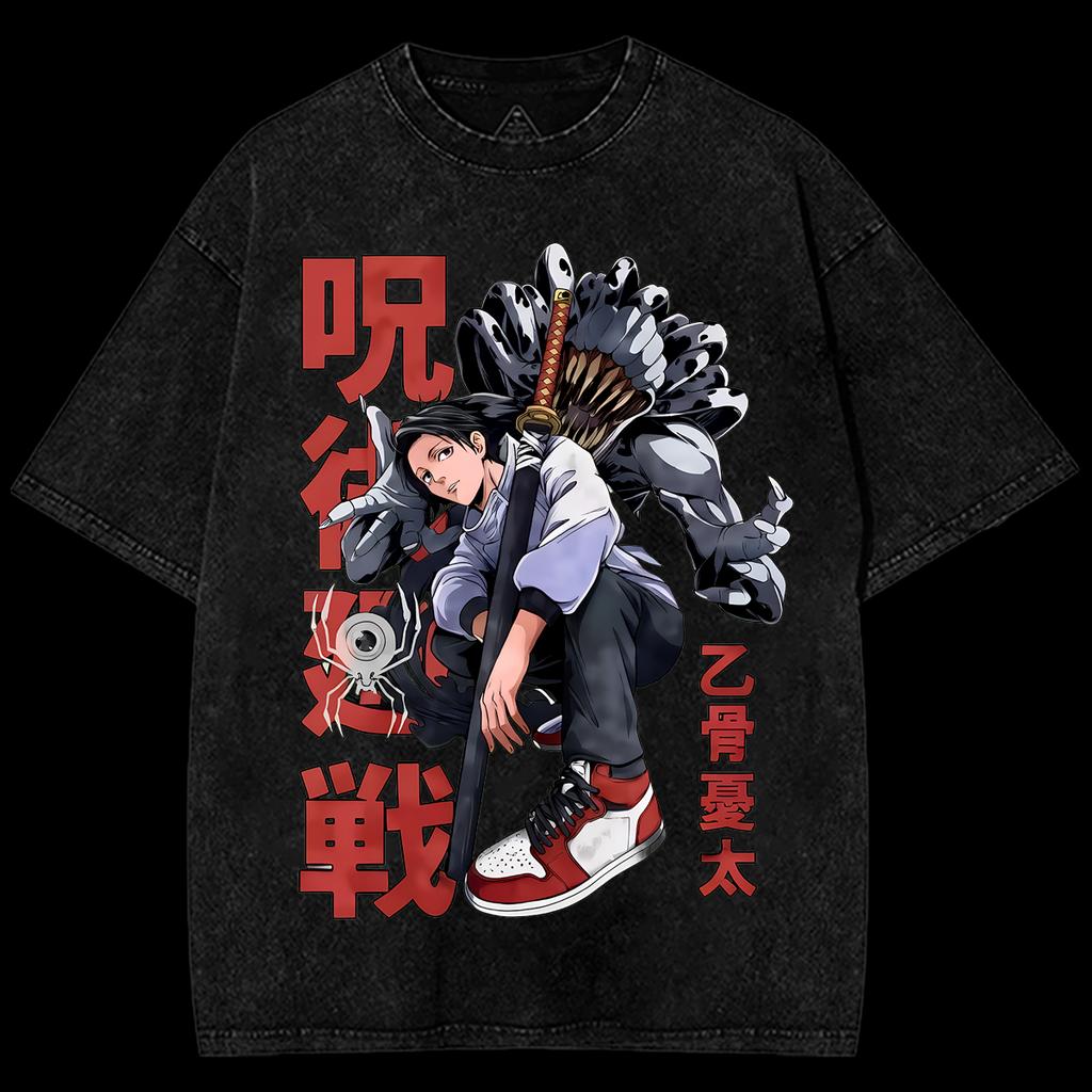 Yuta Okkotsu Rika Orimoto Jujutsu Kaisen Anime Vintage Washed Oversized T-Shirt Queen of Curses Graphic High Quality Short Sleeve Female Male Clothing