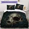 Rose Skull Pattern Bedding uilt Set uilt Cover Pillowcase Home Decoration Birthday Gift (1 * duvet cover + 2 * pillowcase without core)