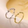 Zircon Geometric Wave Rings For Women Gold Color Stainless Steel Ring Hypoallergenic Wedding Christmas Jewelry Gift