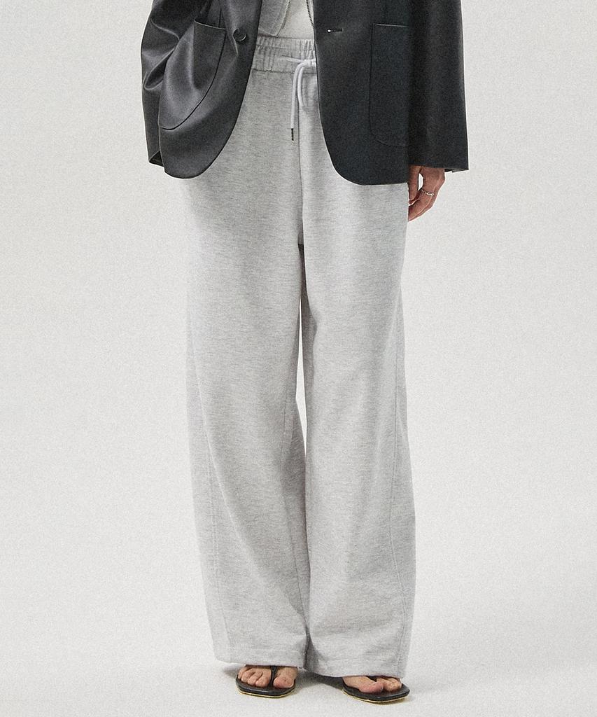 Aheule Aro Oversized Wide Drawstring Sweatpants_White Melange