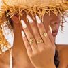 3Pcs/Set Starfish Scallop Adjustable Open Rings for Women Summer Trendy Geometric Gold Color Finger Rings Beach Party Jewelry