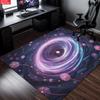 Aesthetic Dandelion Black Hole Area Rug, Purple Neon Galaxy Carpet for Living Room, Non-slip Space Floor Mat for Bedroom Decor