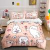 3Pc Cute Bunnies And Love Elements Print Bedding Set 1 Duvet Cover 2 Pillowcases For Adult And Children Luxury Gift Full Size