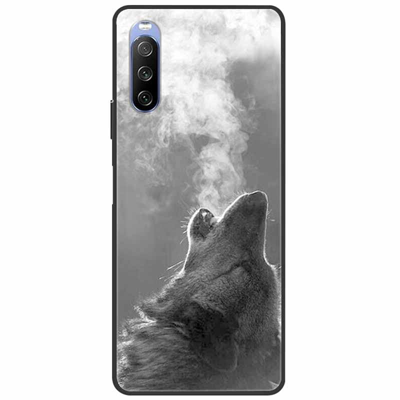 Soft Cover For Sony Xperia 10 III /5 III /1III Case Silicone Painted Marble Cat Funda Cover for Sony Xperia 1 II /10 II /5 Coque
