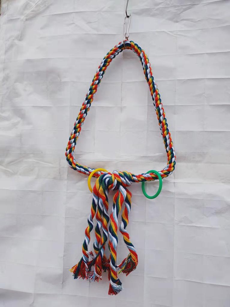 Bird Triangle Rope Swing Colorful Perch Chewing Toy for Parrots Budgie Parakeet Cockatiel Cockatoo