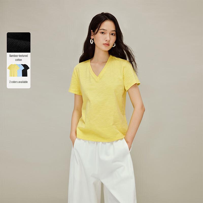 

INMAN Women s Slub Cotton V-neck Short Sleeve T-shirt