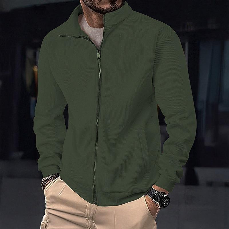 Men S Stand Collar Thick Fleece Lined Loose Casual Jacket