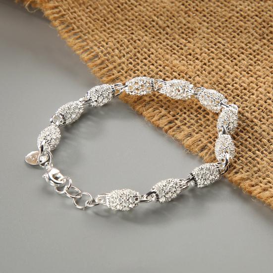 Bracelet Elegant Anti-rust Women Silver Plated Hollow Ball Bangle Chain for Travel