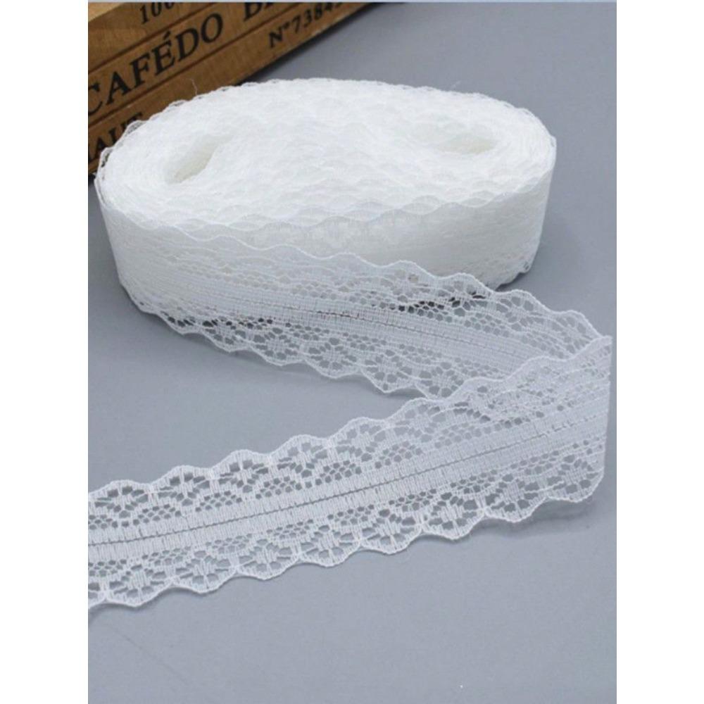 1 peça 3Cm*22M Fita de Renda Branca, Adequada para Embalagem de Buquê, Decoração de Bolo, Embalagem de Laço de Presente DIY Feito à Mão, Embalagem de Presente de Aniversário