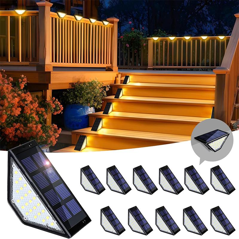 Solar Deck Lights Fence Lights Outdoor Step Lights Waterproof Solar Lights for Railing Stairs Step Fence Yard Patio and Pathway