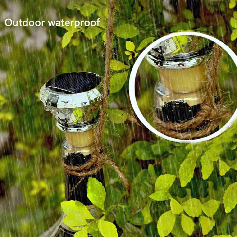 6Pcs Solar Bottle Lights Outdoor Waterproof Wine Bottle Lights 2M 20 LED Copper Wire Fairy String Lights Auto On/Off for Wedding Christmas Party
