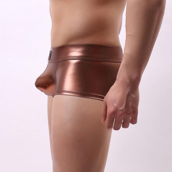 Men Underpants Low Waist Glossy Soft Breathable U Convex Pouch Slim Fit