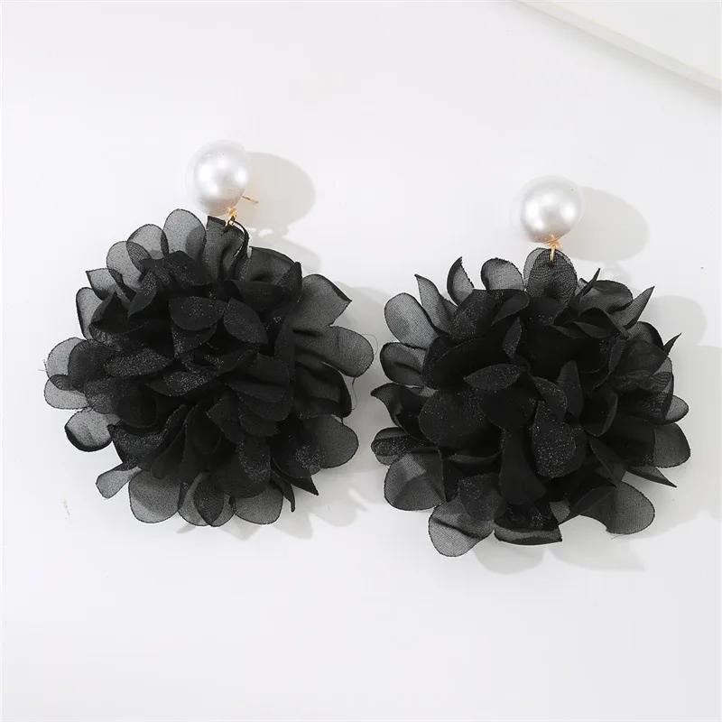 

Elegant Exaggerated Flower Dangle Earrings for Women Girls Party Wedding Jewelry Fashion Accessory чорний