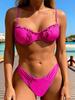 Einfarbiger Damen-Bikini-Badeanzug mit Trägern - Sexy enganliegende Bademode
