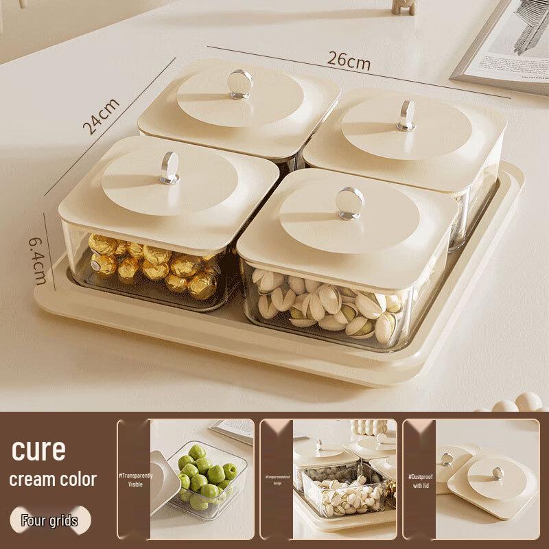 Multi-Compartment Square Snack & Candy Tray with Lid