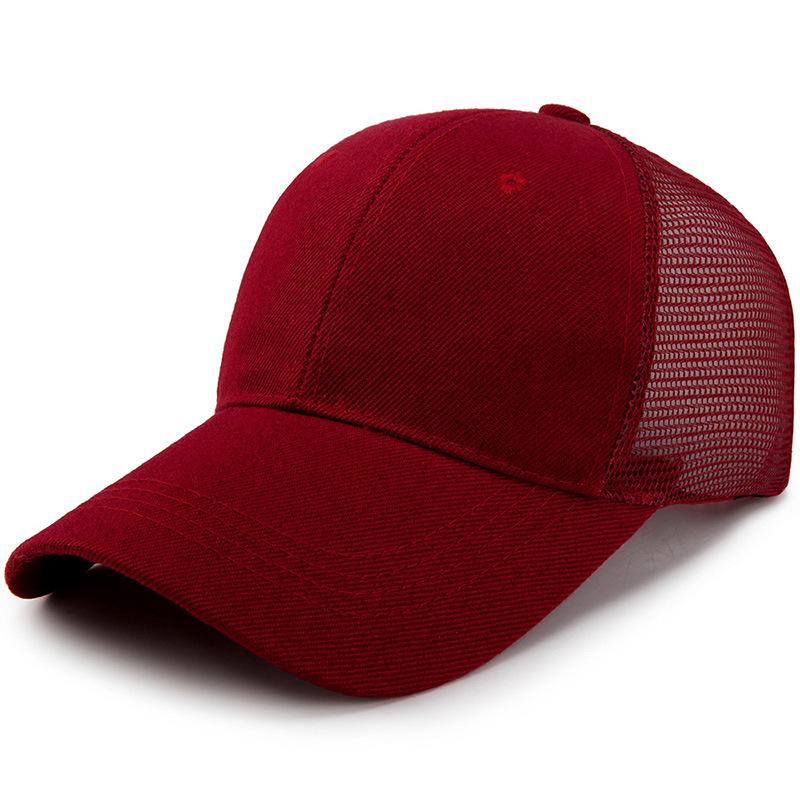 Mesh Solid Color Baseball Cap Ponytail Adjustable Breathable UV Protection Snapback Caps For Women Men Sport Hiking Golf Dad Hat