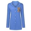 Women's Color Single-breasted Leopard Pocket Long-sleeved Lapel Shirt
