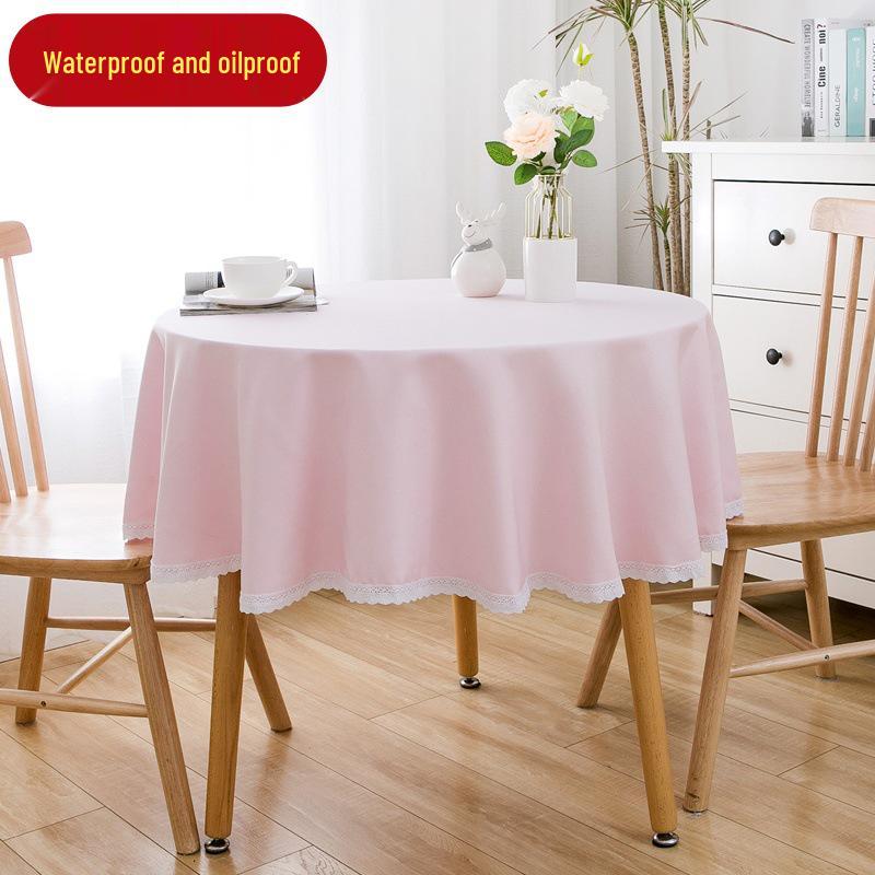 Round Tablecloth - High-End, Waterproof, Oil-Proof, Wash-Free, Imitation Cotton and Linen for Dining or Coffee Tables