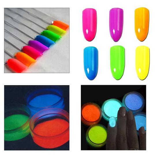 6 Colors Lasting Glitter Nail Art Neon Powder Eyeshadow Pigment Manicure Decor