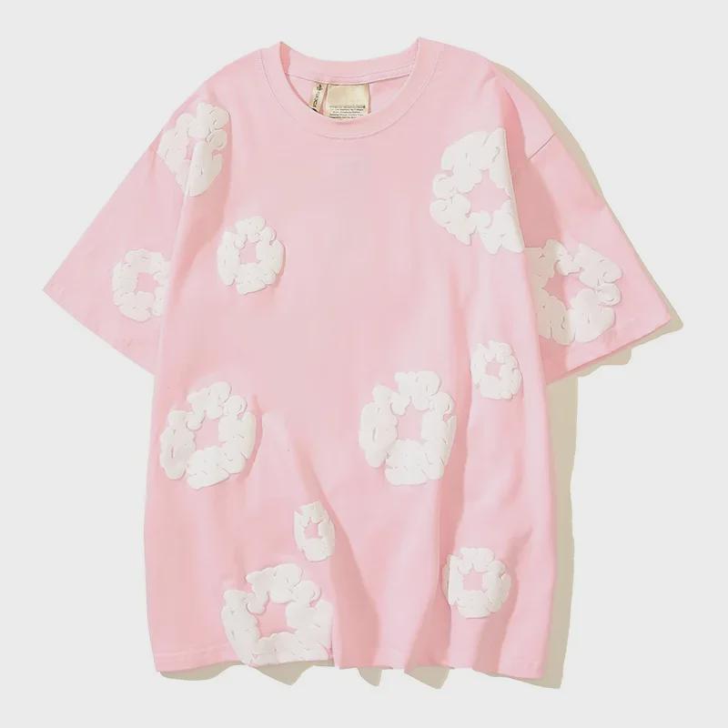 

Футболка свободного кроя с коротким рукавом в стиле хип-хоп с принтом капока в американском стиле 2024 г. Model 1