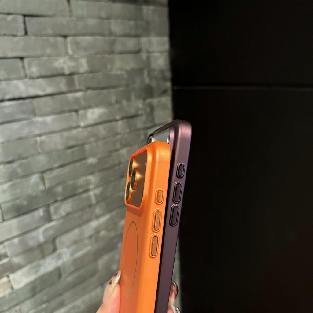 Official Orange Magnetic Frosted Hard Phone Case For iPhone 17 Air 16 15 14 13 12 Pro Max Plus For Magsafe Wireless Charge Cover