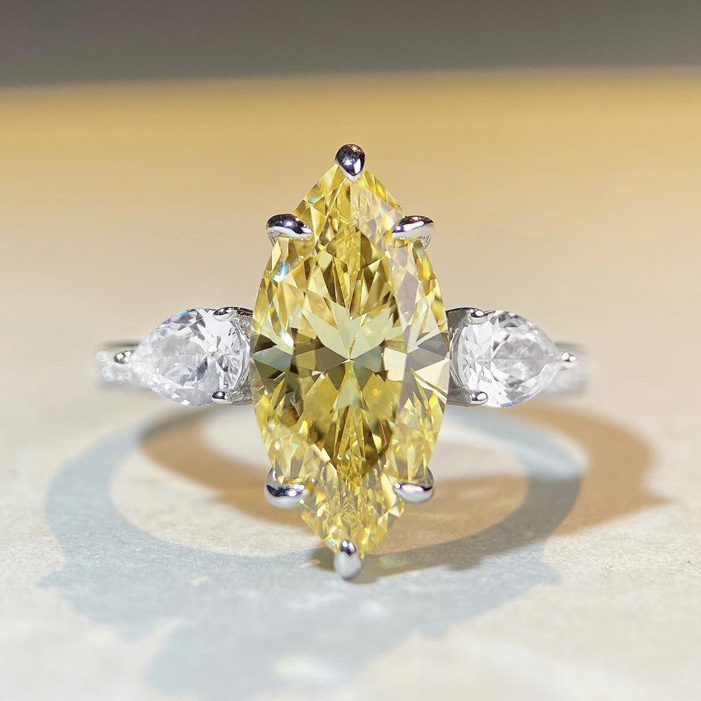 Nine Beauty High Carbon Diamond 7 Carat Zircon Marquise Ring for Women In S925 Sterling Silver