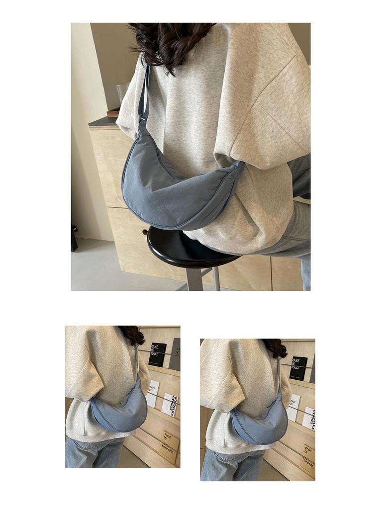 Women's Versatile Small Nylon Crossbody Dumpling Bag - Solid Color Shoulder Bag