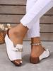 2025 Summer Plus Size Women's Wedge Platform Sandals: European & American Casual One-Strap Thick-Soled Beach Slippers